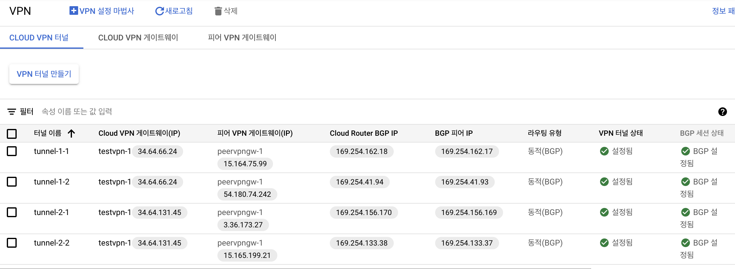 BGP 세션 완료
